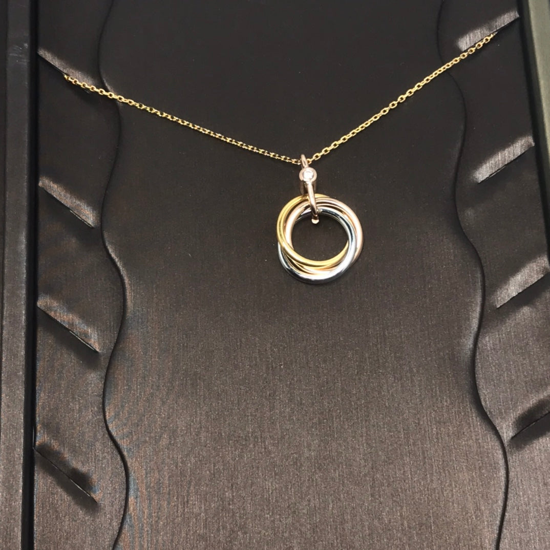 [Olivia JW]TRINITY SILVER GOLD PINK GOLD NECKLACE