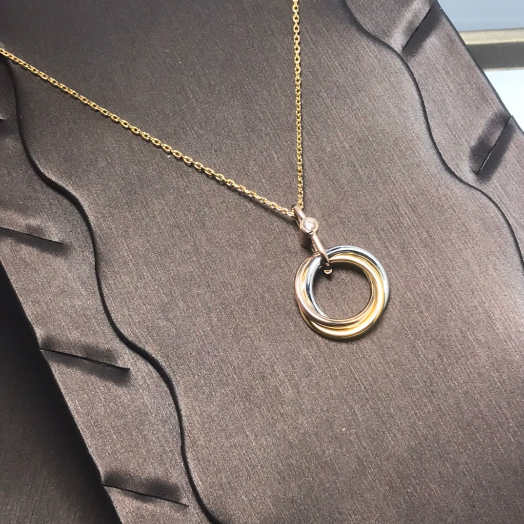 [Olivia JW]TRINITY SILVER GOLD PINK GOLD NECKLACE