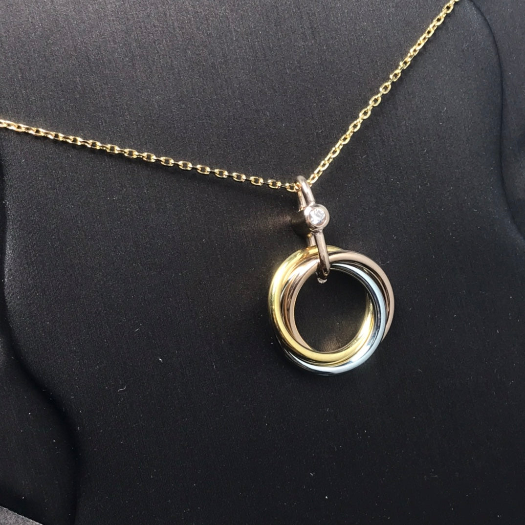 [Olivia JW]TRINITY SILVER GOLD PINK GOLD NECKLACE