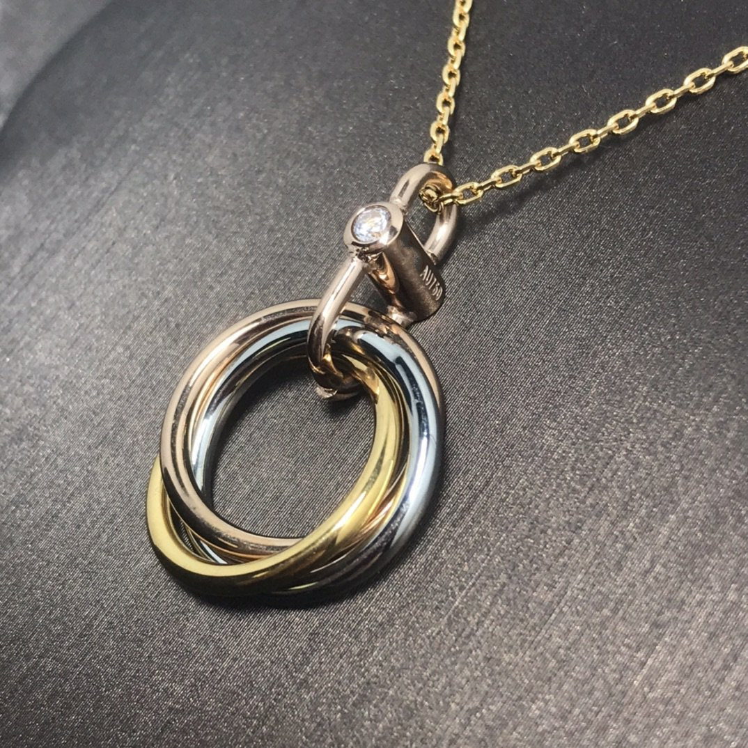 [Olivia JW]TRINITY SILVER GOLD PINK GOLD NECKLACE