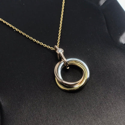 [Olivia JW]TRINITY SILVER GOLD PINK GOLD NECKLACE