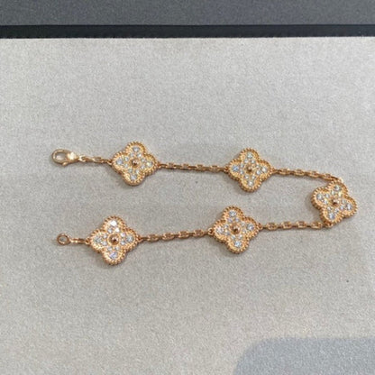 [Olivia JW]CLOVER 5 MOTIFS  FULL DIAMOND BRACELET