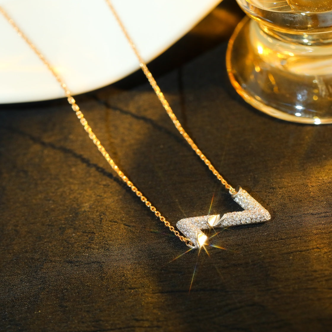 [Olivia JW]VOLT SILVER DIAMOND PEDANT NECKLACE
