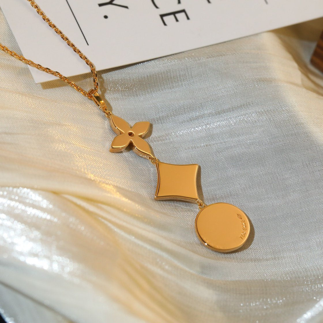 [Olivia JW]STAR AND SUN DIAMOND PINK GOLD NECKLACE