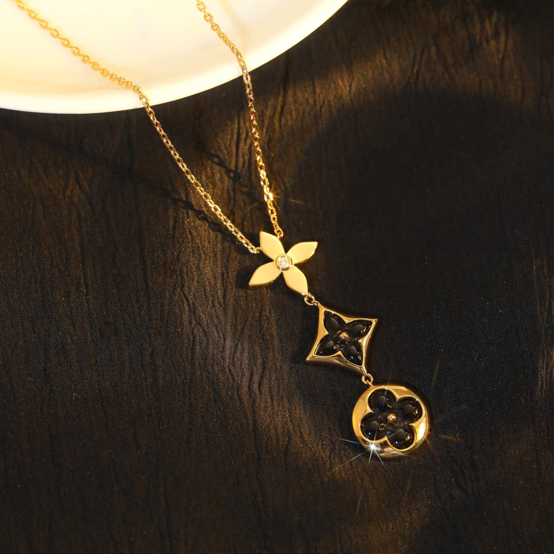 [Olivia JW]STAR AND SUN ONYX PINK GOLD NECKLACE