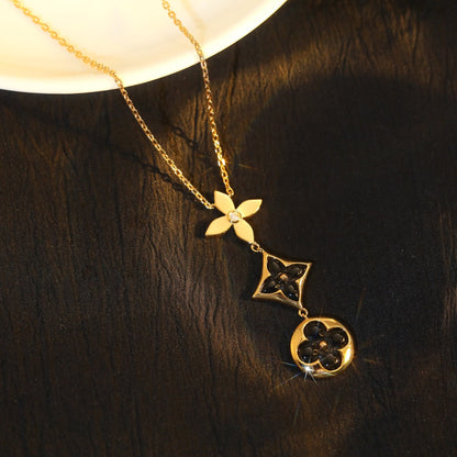 [Olivia JW]STAR AND SUN ONYX PINK GOLD NECKLACE