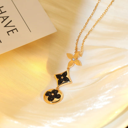 [Olivia JW]STAR AND SUN ONYX PINK GOLD NECKLACE