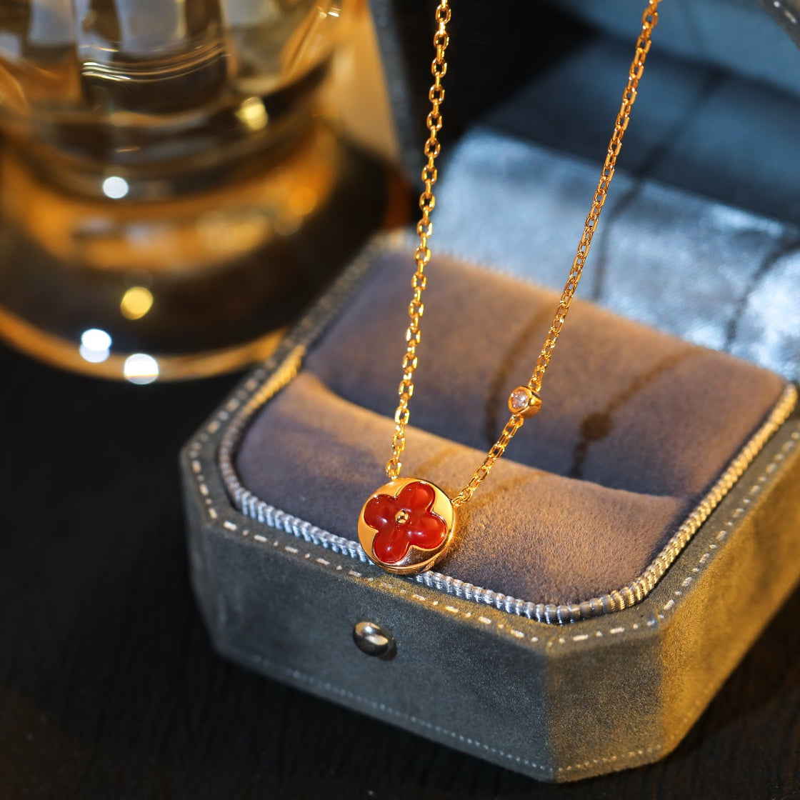 [Olivia JW]SUN PEDANT PINK GOLD 1 DIAMOND NECKLACE
