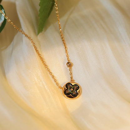 [Olivia JW]SUN PEDANT PINK GOLD 1 DIAMOND NECKLACE