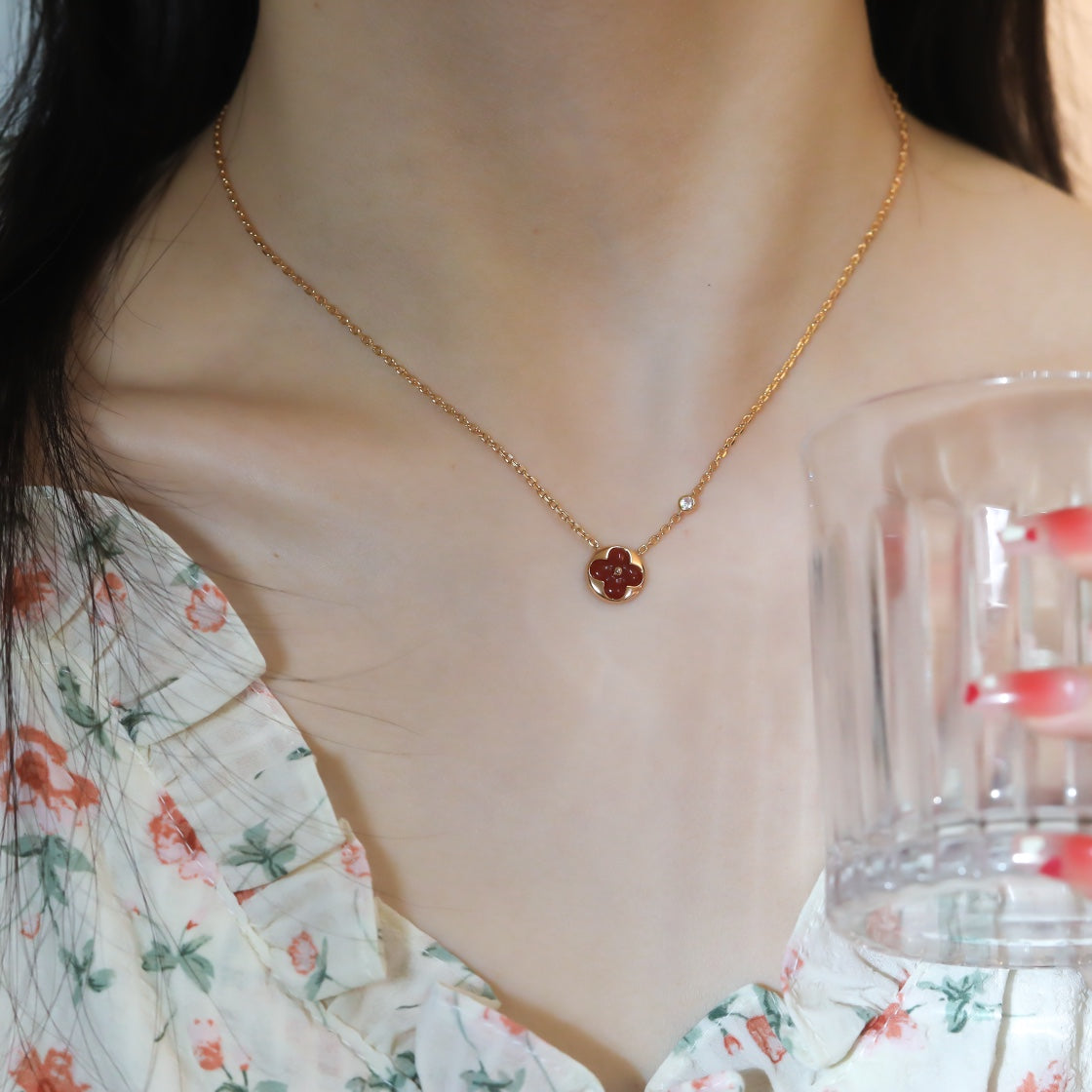[Olivia JW]SUN PEDANT PINK GOLD 1 DIAMOND NECKLACE