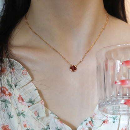 [Olivia JW]SUN PEDANT PINK GOLD 1 DIAMOND NECKLACE