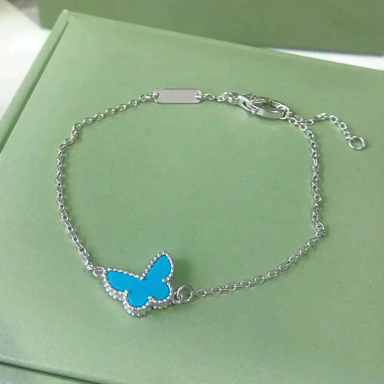 [Olivia JW]BUTTERFLY TURQUOISE BUTTERFLY BRACELET SILVER