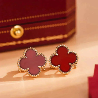 [Olivia JW]CLOVER MEDIUM 1 MOTIFS CARNELIAN  EARRINGS