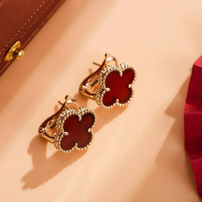[Olivia JW]CLOVER MEDIUM 1 MOTIFS CARNELIAN  EARRINGS