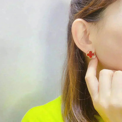 [Olivia JW]CLOVER MEDIUM 1 MOTIFS CARNELIAN  EARRINGS