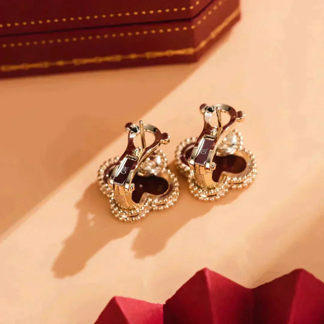 [Olivia JW]CLOVER MEDIUM 1 MOTIFS CARNELIAN  EARRINGS