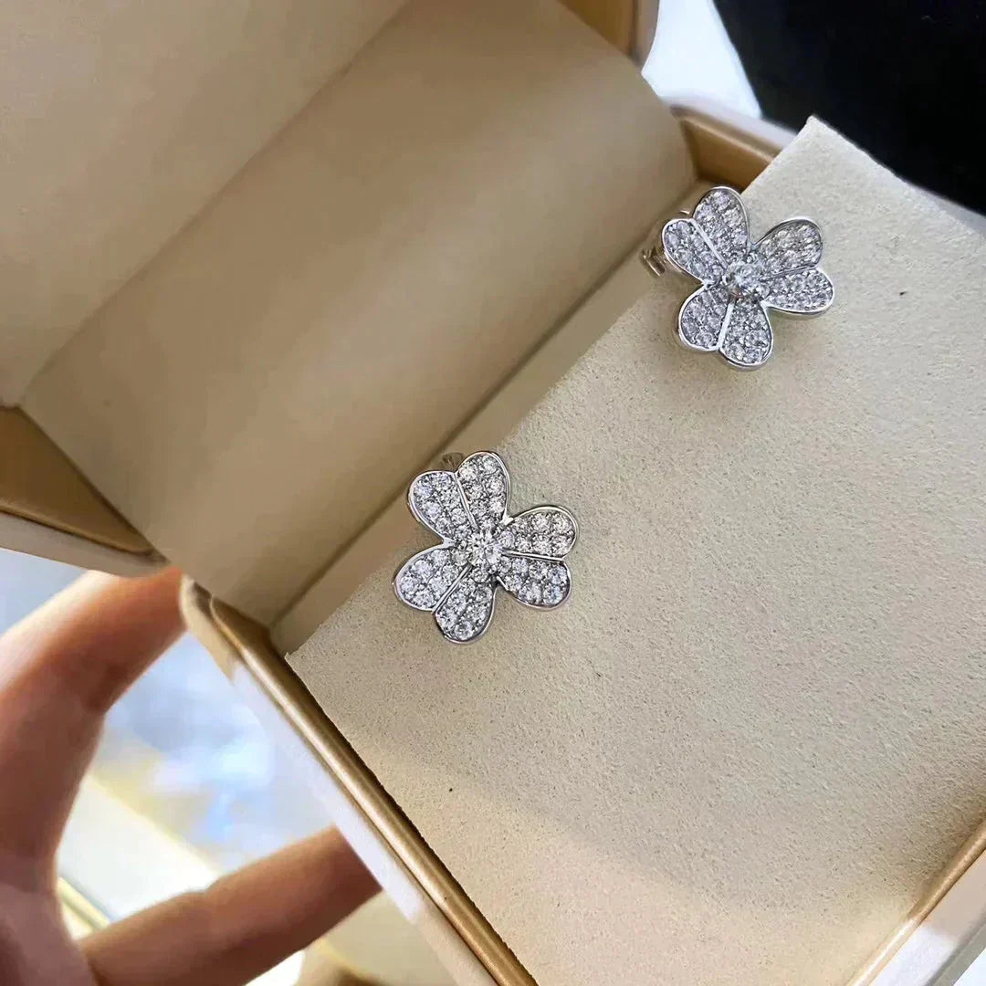 [Olivia JW]CLOVER COMOS DIAMOND EARRINGS SILVER
