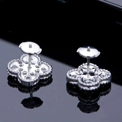 [Olivia JW]CLOVER 1 MOTIFS DIAMOND STUD EARRINGS SILVER