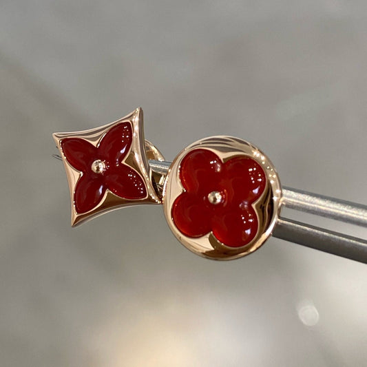 [Olivia JW]STAR AND SUN PINK GOLD CARNELIAN STUD EARRINGS