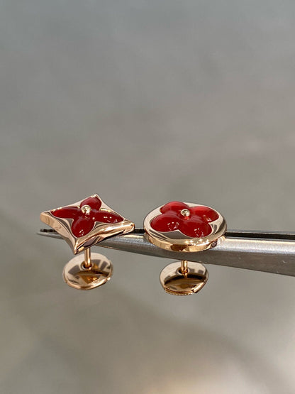 [Olivia JW]STAR AND SUN PINK GOLD CARNELIAN STUD EARRINGS