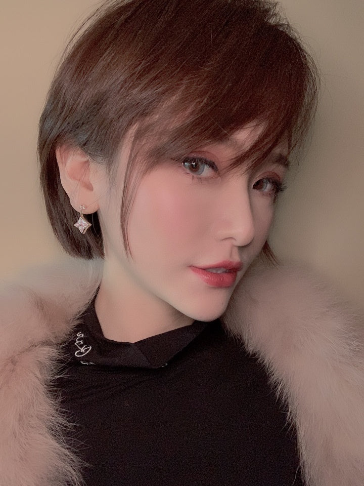 [Olivia JW]DOUBLE STAR PINK GOLD MOP DROP EARRINGS