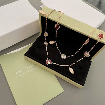 [Olivia JW]LUCKY SPRING 15 MOTIFS ROSE GOLD NECKLACE
