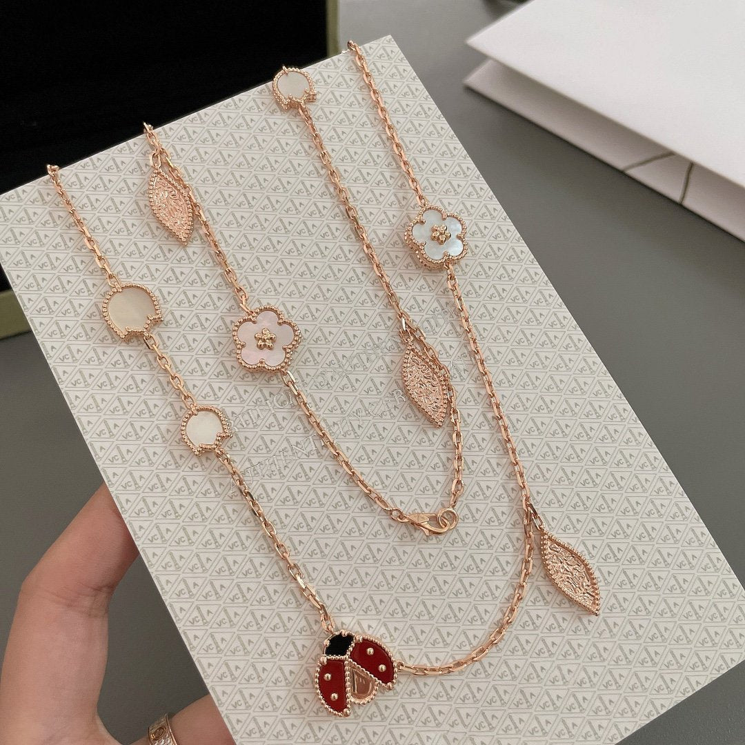 [Olivia JW]LUCKY SPRING 15 MOTIFS ROSE GOLD NECKLACE