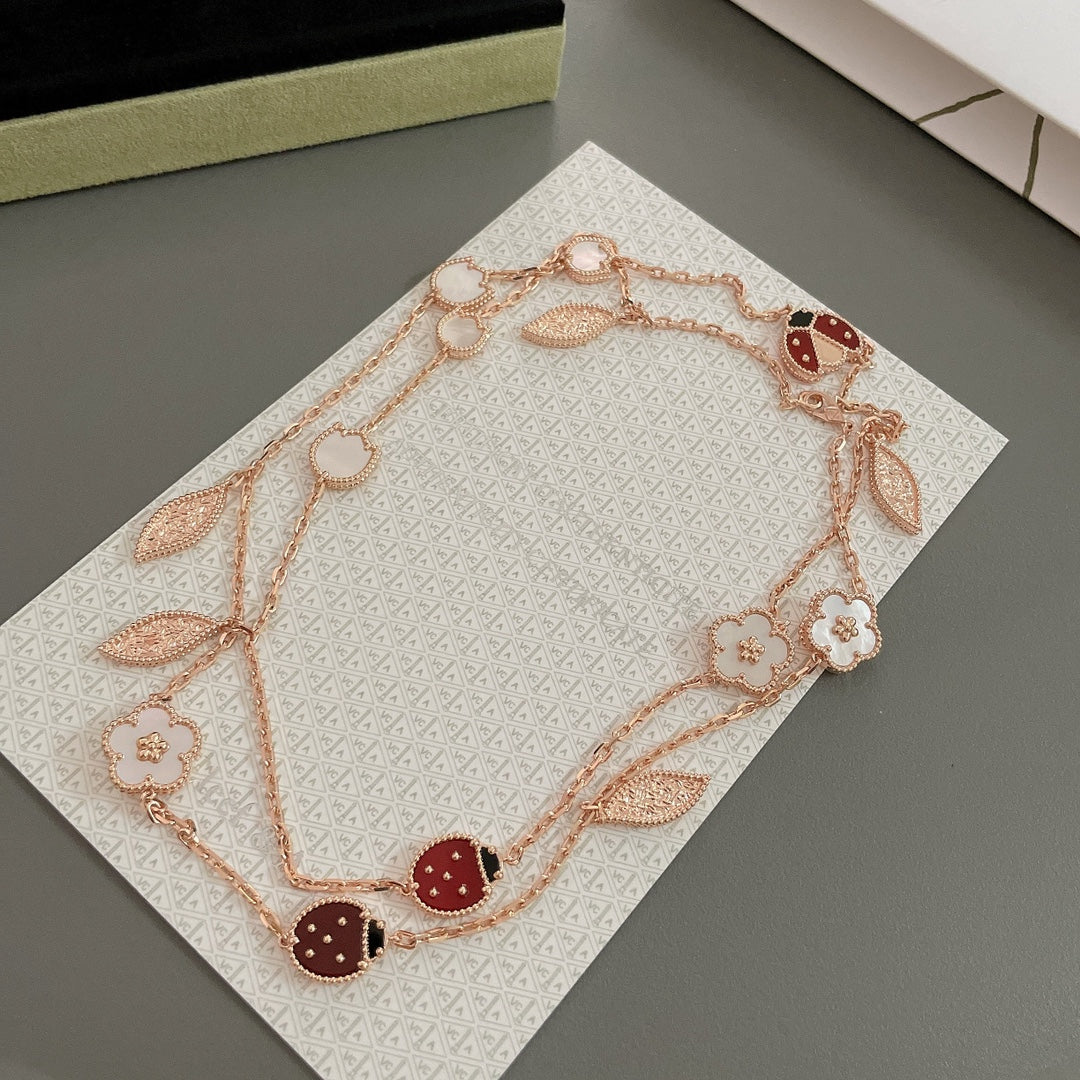 [Olivia JW]LUCKY SPRING 15 MOTIFS ROSE GOLD NECKLACE