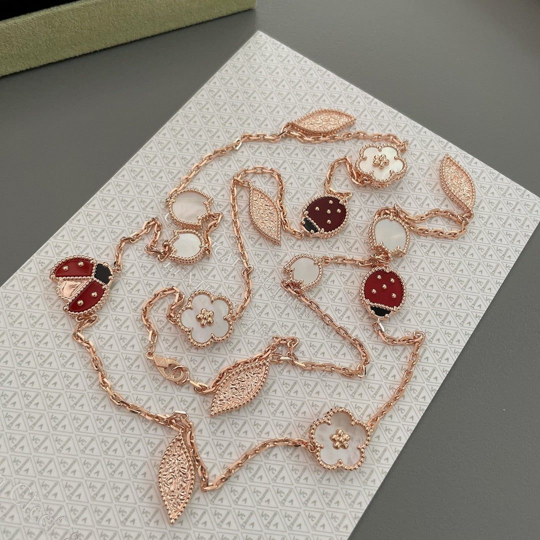 [Olivia JW]LUCKY SPRING 15 MOTIFS ROSE GOLD NECKLACE