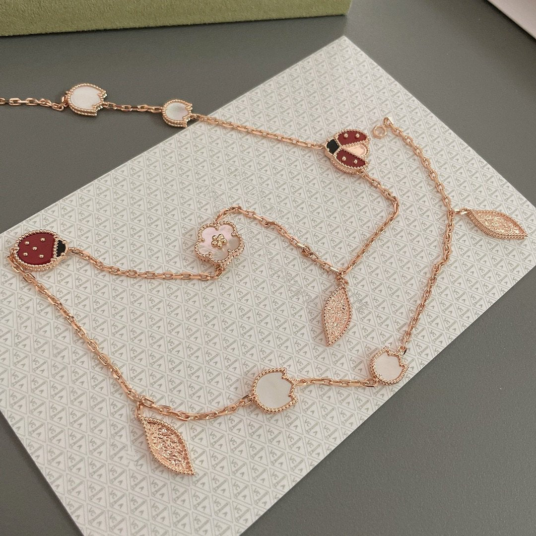 [Olivia JW]LUCKY SPRING 15 MOTIFS ROSE GOLD NECKLACE