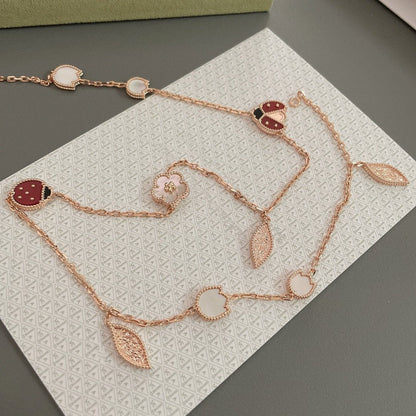 [Olivia JW]LUCKY SPRING 15 MOTIFS ROSE GOLD NECKLACE
