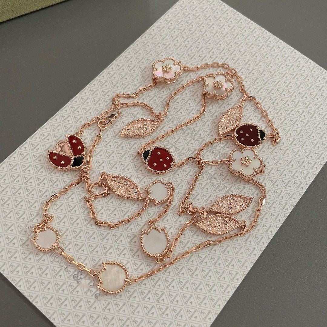 [Olivia JW]LUCKY SPRING 15 MOTIFS ROSE GOLD NECKLACE