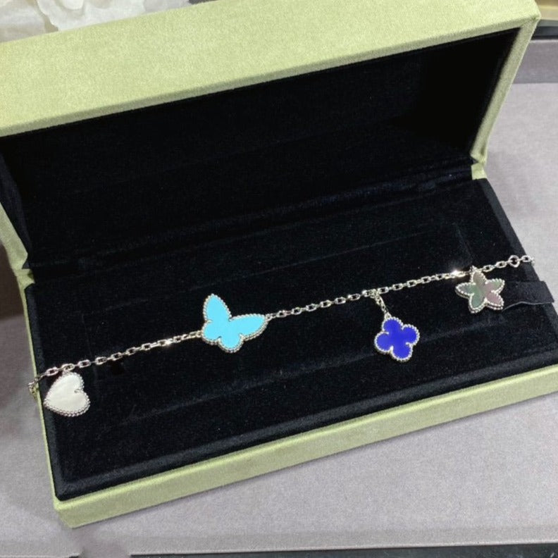 [Olivia JW]LUCKY SPRING SILVER BRACELET 4 MOTIF