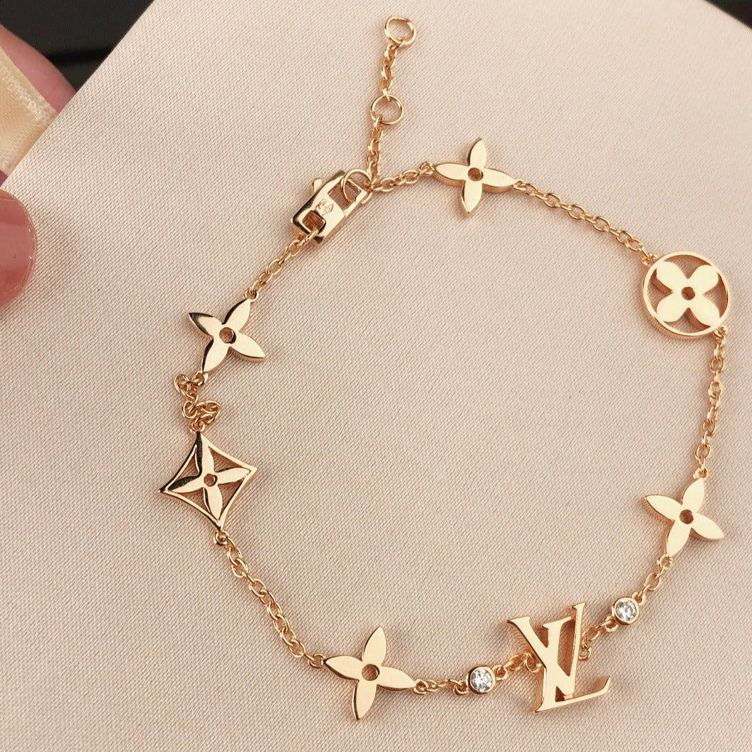 [Olivia JW]STAR AND SUN 7 MOTIFS GOLD BRACELET