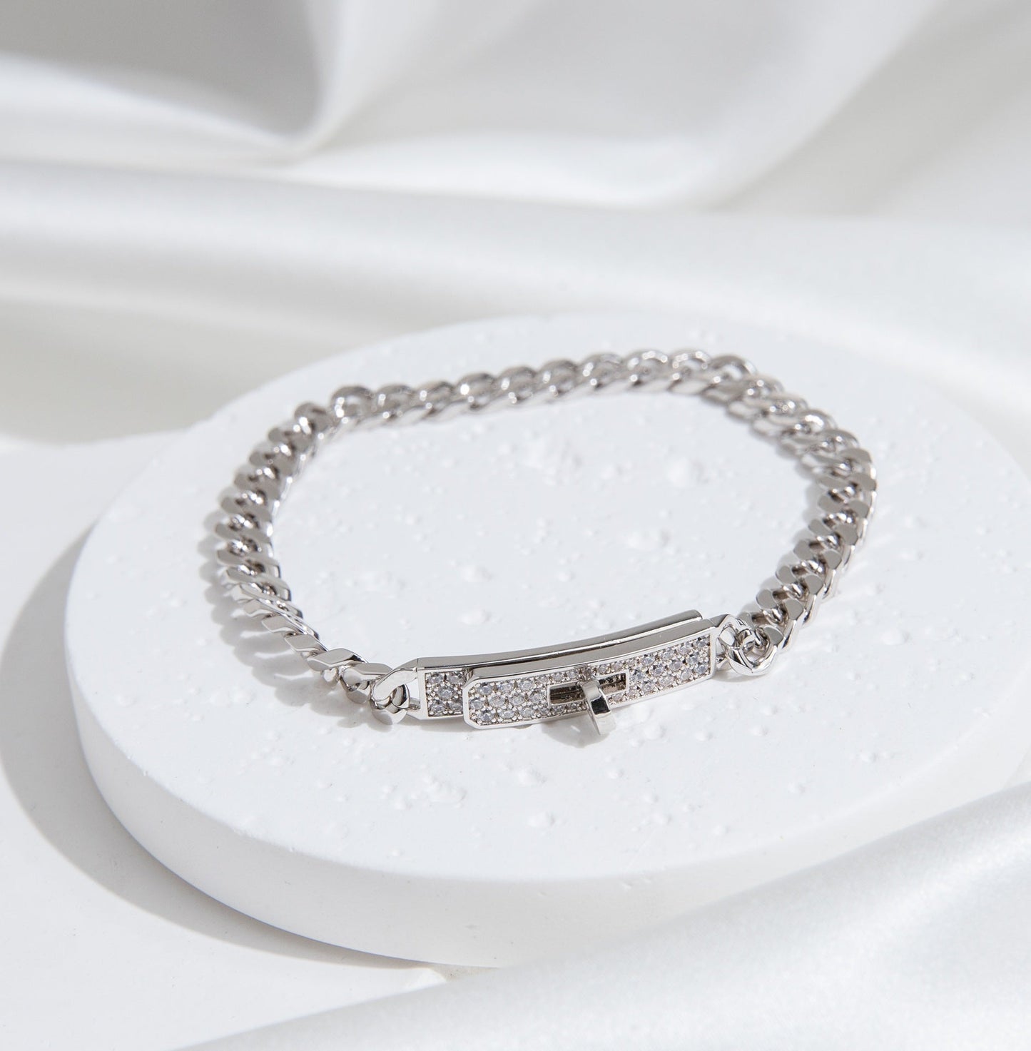 [Olivia JW]KELLY CHAIN SILVER DIAMOND BRACELET