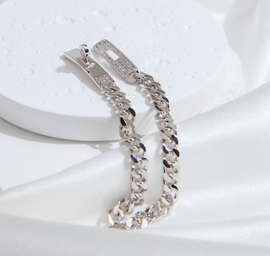[Olivia JW]KELLY CHAIN SILVER DIAMOND BRACELET