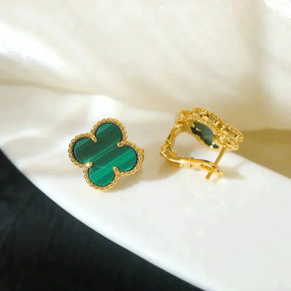 [Olivia JW]CLOVER MEDIUM 1 MOTIFS MALACHITE  EARRINGS