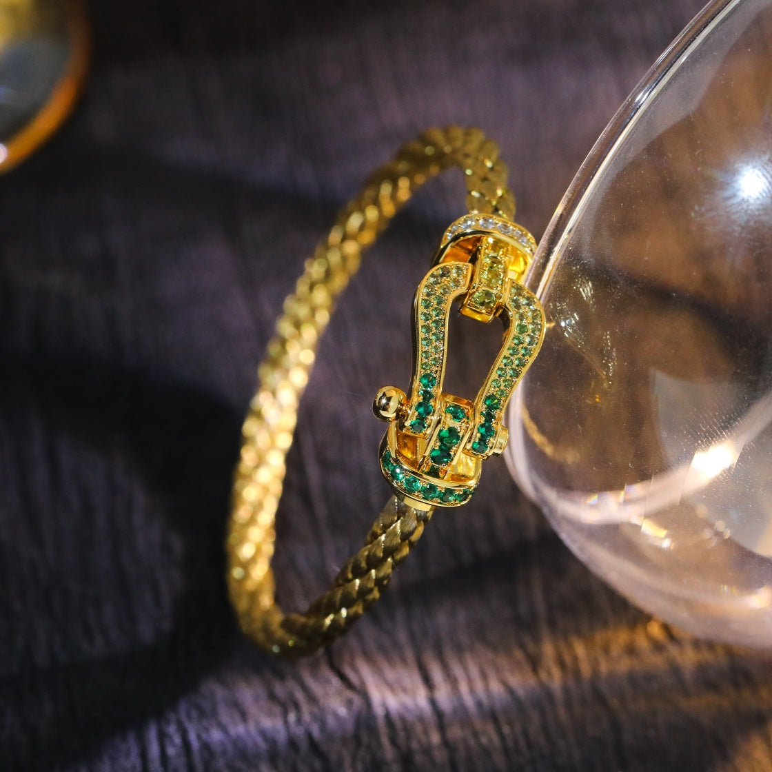 [Olivia JW]FORCE 10 GOLD GREEN DIAMOND PAVED