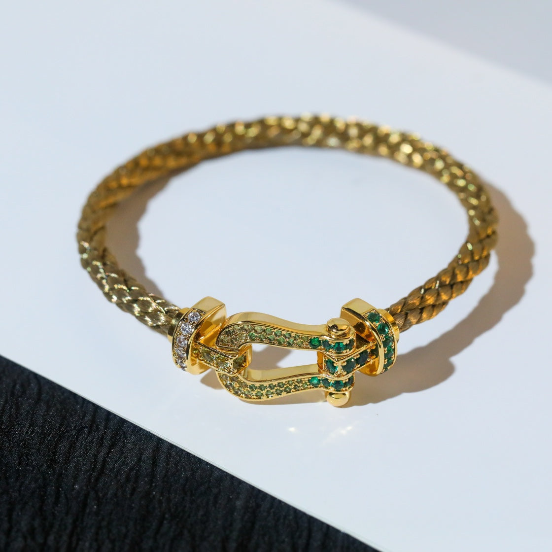 [Olivia JW]FORCE 10 GOLD GREEN DIAMOND PAVED