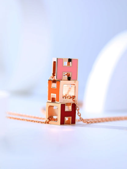 [Olivia JW]H CAGE PINK GOLD NECKLACE
