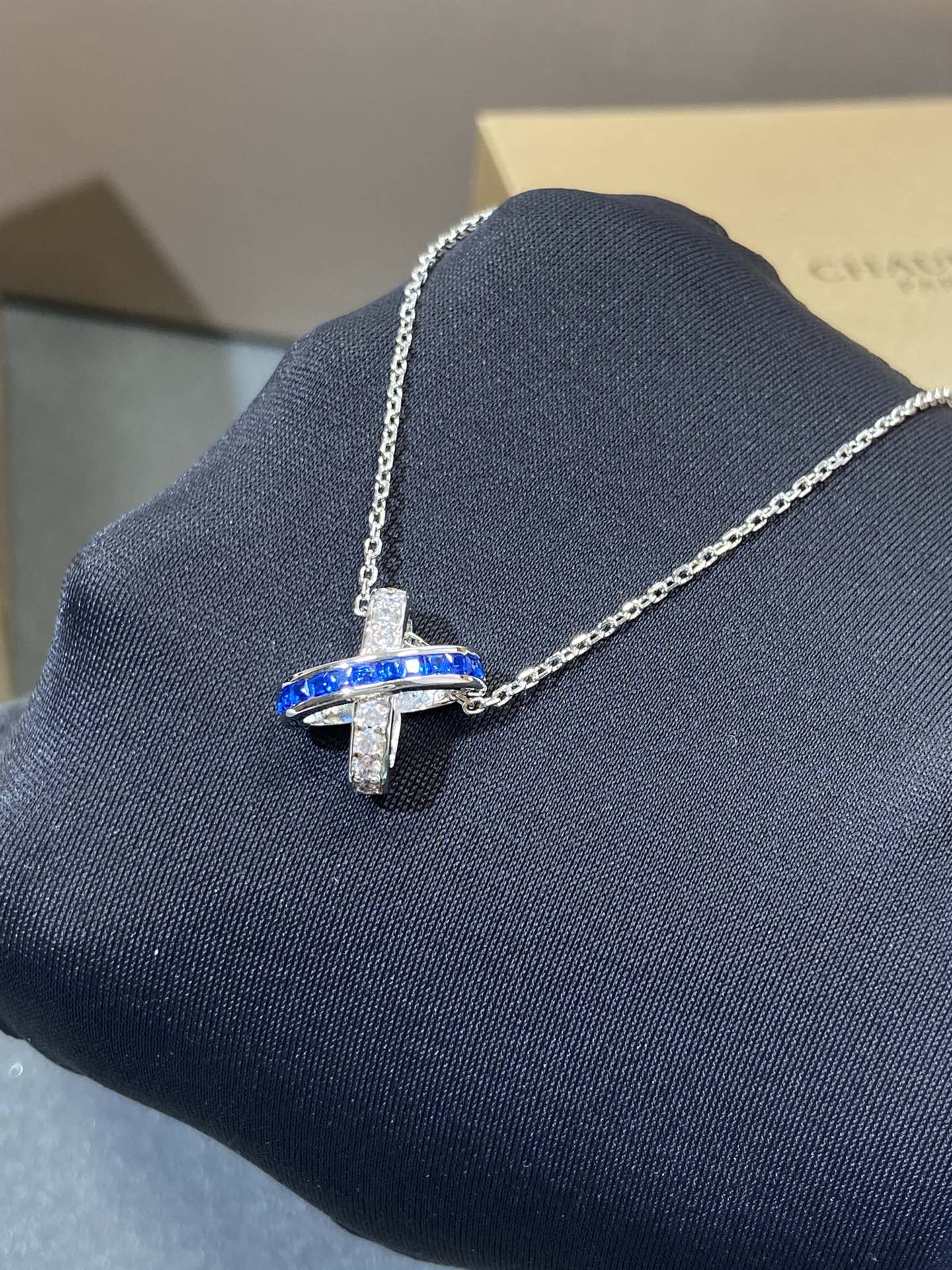 [Olivia JW]LIENS DIAMOND SILVER NECKLACE