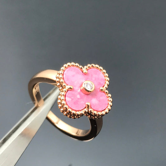 [Olivia JW]CLOVER RHODONITE ROSE GOLD RING