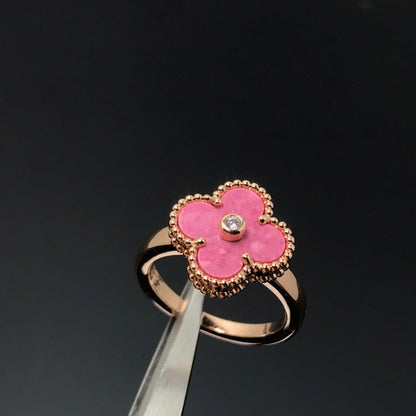 [Olivia JW]CLOVER RHODONITE ROSE GOLD RING