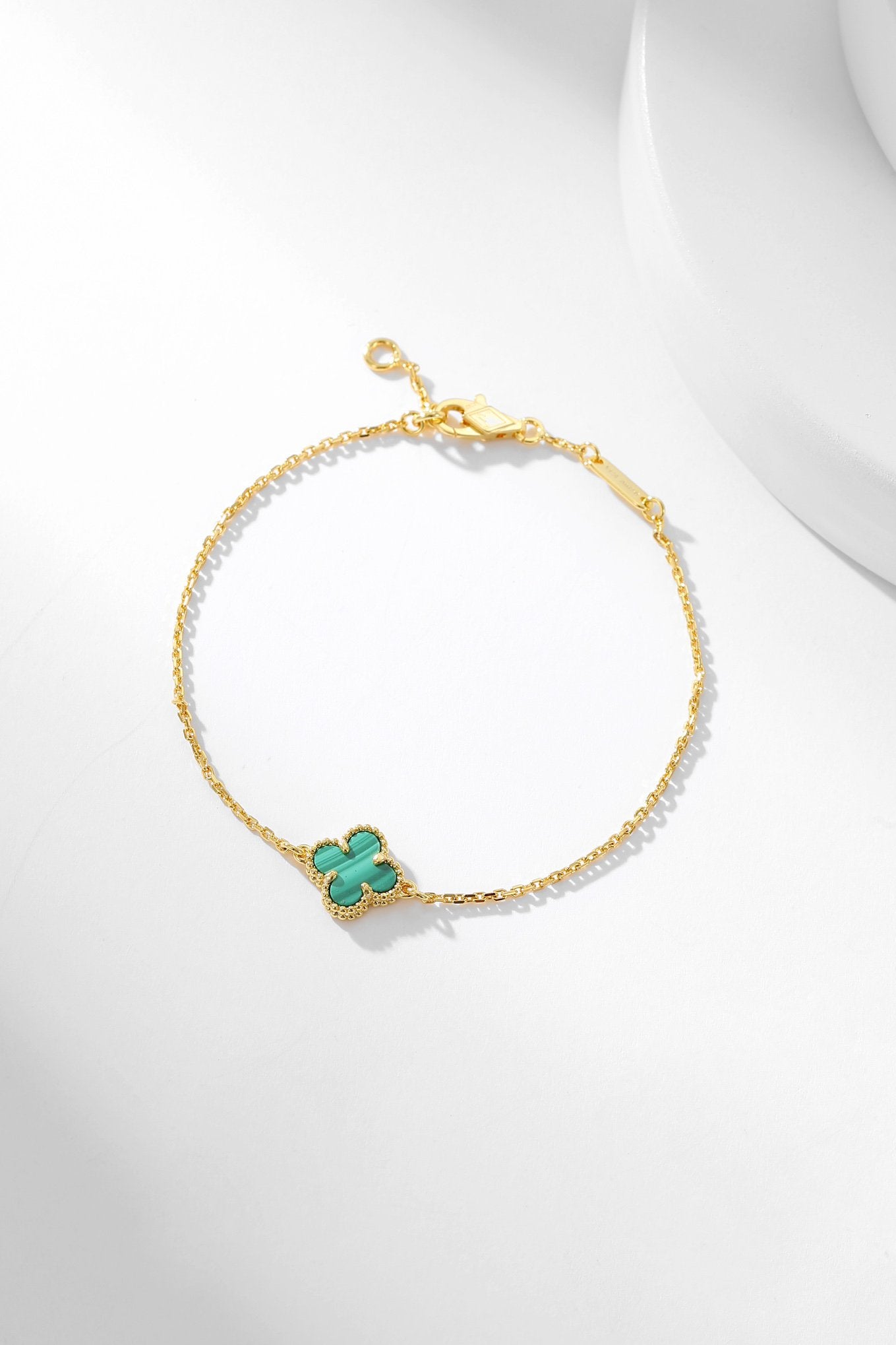 [Olivia JW]CLOVER BRACELET MALACHITE 1 MOTIF