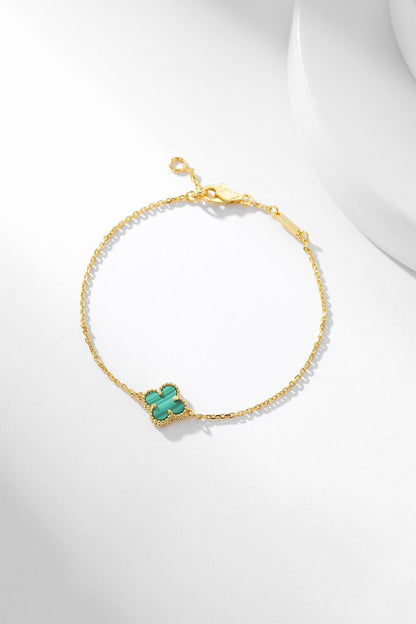 [Olivia JW]CLOVER BRACELET MALACHITE 1 MOTIF
