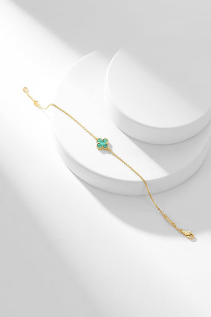 [Olivia JW]CLOVER BRACELET MALACHITE 1 MOTIF