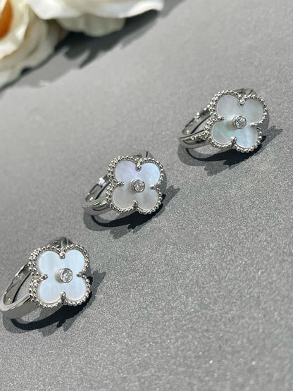 [Olivia JW]CLOVER SILVER MOP DIAMOND RING
