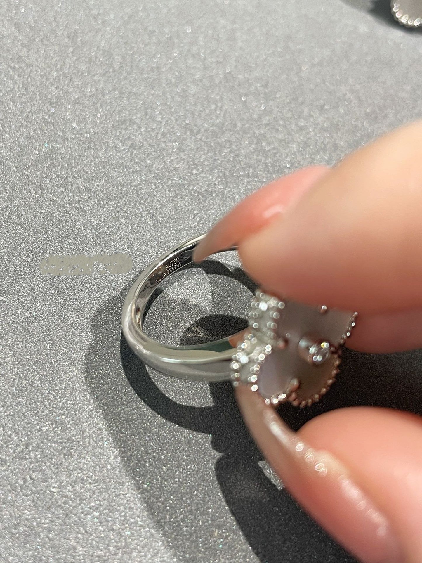 [Olivia JW]CLOVER SILVER MOP DIAMOND RING