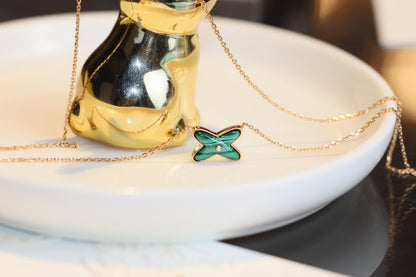 [Olivia JW]JEUX MALACHITE 1 DIAMOND PINK GOLD NECKLACE