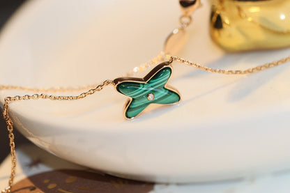 [Olivia JW]JEUX MALACHITE 1 DIAMOND PINK GOLD NECKLACE